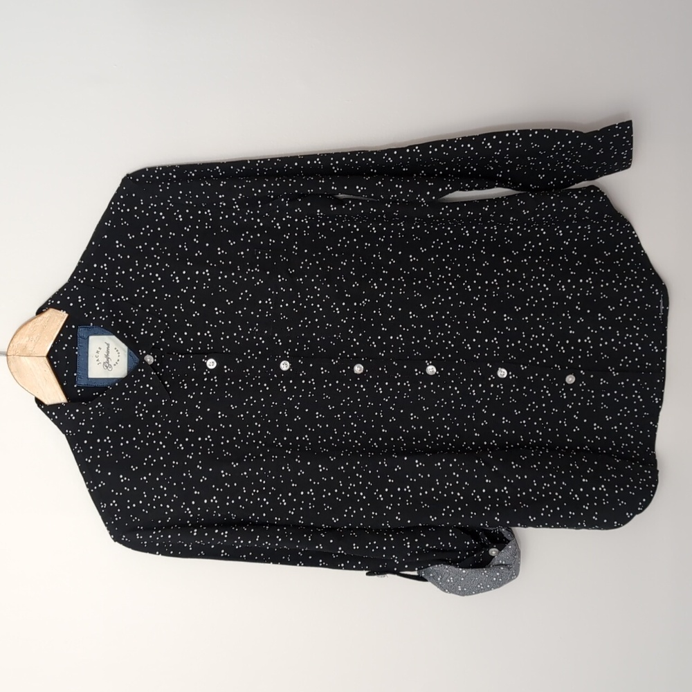 Zachs Girlfriend Medium Women's Navy Long Sleeve Polka Dot Shirt